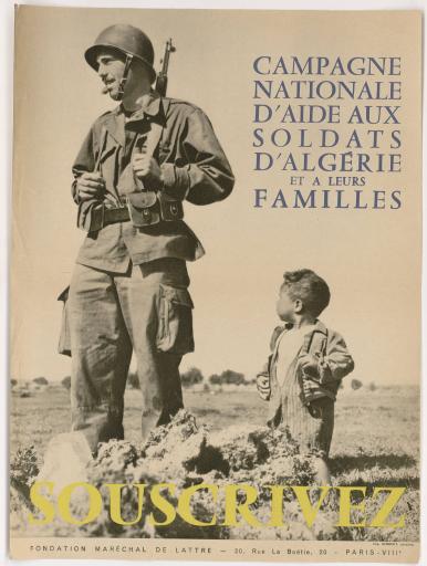 Levallois Impr. Herbert. Fondation Maréchal de Lattre. Campagne nationale d'aide aux soldats d'Algérie et à leurs familles.